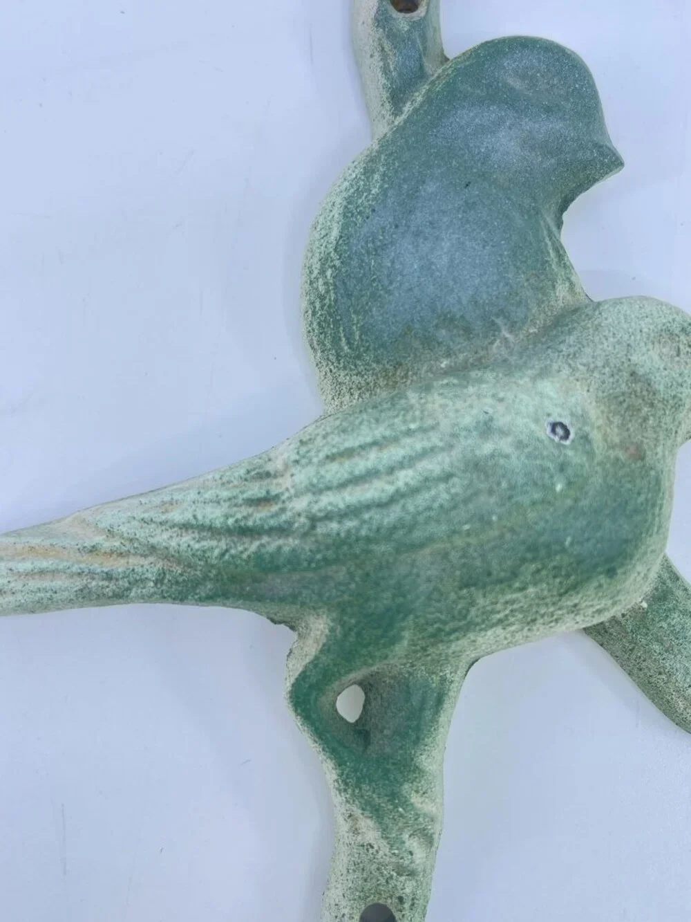 vintage cast iron bird wall hook distressed green finish